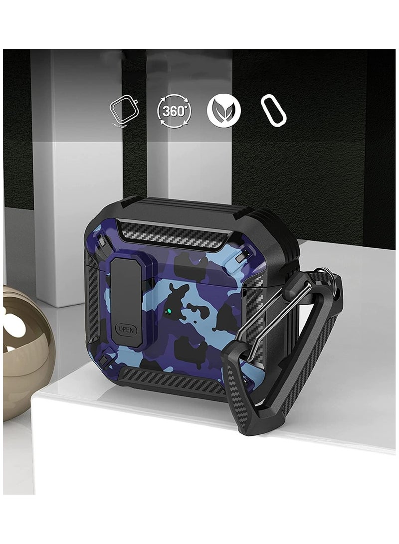 MOBM AirPods Pro Case with Carabiner – Shockproof Protective Cover Blue Army - Image 3